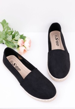 ЖЕНСКИЕ ЧЕРНЫЕ СЛИПОНЫ ESPARDYLES УДОБНЫЕ КРОССОВКИ НА ПЛОСКОЙ ПЛОСКОЙ ПЛОСКОСТИ