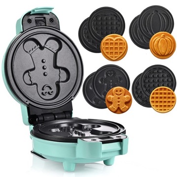 GOFROWNICA MINI GOFRY MOCNA NIEPRZYWIERAJACA 8 PŁYTEK 4 WZORY MIĘTOWA GREEN