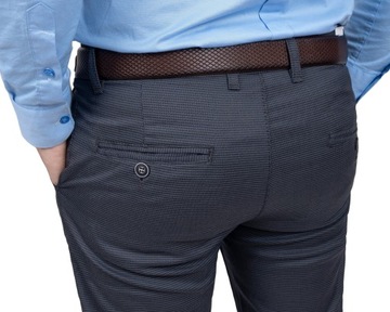 Eleganckie Szare w Pepitko Spodnie Męskie Dopasowane - 30