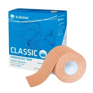 TEJPY PLASTRY ELASTYCZNE TRWAŁE DO KINESIOTAPINGU K-ACTIVE 5CMX5M BEŻOWY