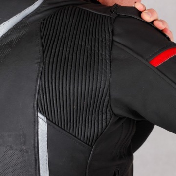 HUSAR ARROW GP мужская мотоцикл спортивная кожаная куртка черный с горбом