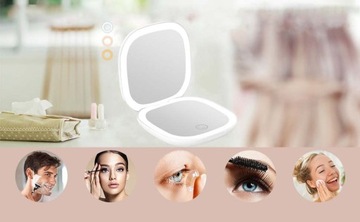 ПОРТАТИВНОЕ МИНИ-ЗЕРКАЛО ДЛЯ МАКИЯЖА С 5-кратным увеличением и светодиодной подсветкой