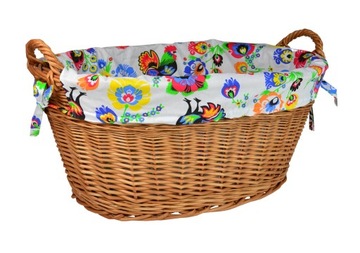 Плетёная КОРЗИНКА ДЛЯ ИГРУШЕК, БЕЛЬЯ, 60СМ + ВСТАВКА