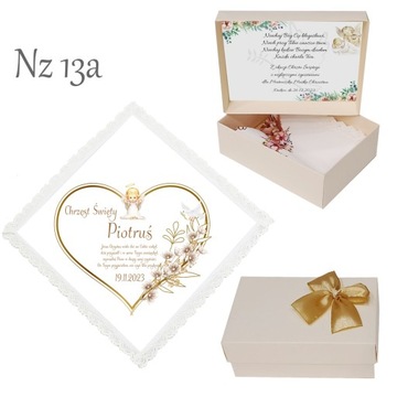 БЕЛАЯ КРЕСТАЛЬНАЯ ХАНИЦА для мальчика, девочки, КРЕЩЕНИЕ, ИМЯ, коробка