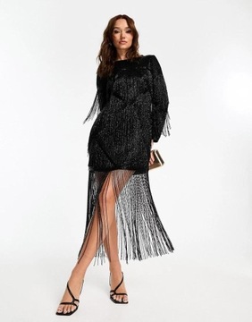 Asos Design NG3 zgq ZDOBIONA SUKIENKA CEKINY FRĘDZLE 46