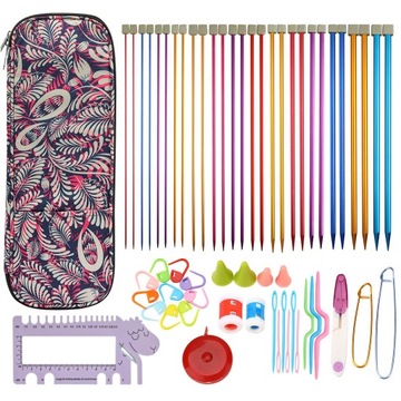 Zestaw do robienia na drutach z etui druty aluminiowe do włóczki 59 el.