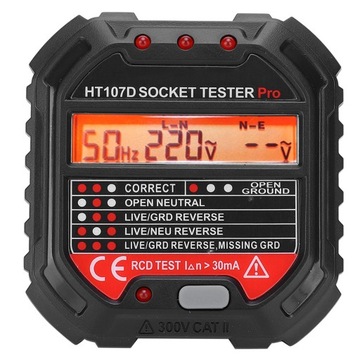 HT107D Тестер розеток с цифровым ЖК-дисплеем