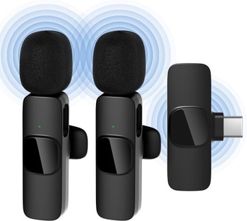 2x BEZPRZEWODOWY MIKROFON KRAWATOWY USB-C do Android IOS iPhone 15