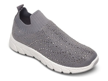 BUTY SPORTOWE Z CYRKONIAMI SZARE 40