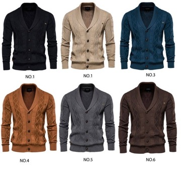 Elegancki V szyja Cotton wzór sweter męski M