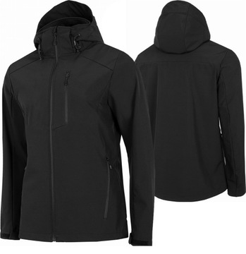 KURTKA MĘSKA SOFTSHELL PRZEJŚCIOWA WIOSENNA 5000 KAPTUR CZARNA XXXXL 4XL