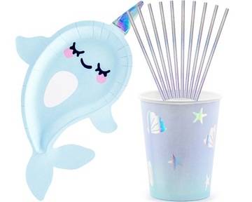 Pudełka na popcorn Narwal 6 sztuk SYRANKA NARWAL MORSKI ŚWIAT