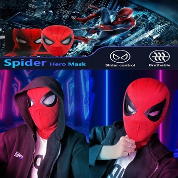 Maska pająka-MASKA SPIDERMAN PAJĄK PRZEBRANIE-Nowa rozgrywka-w mgnieniu oka