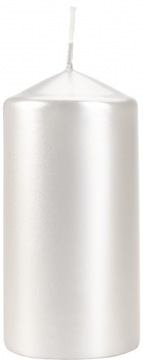 BISPOL 12cm świeca walec 60/120 PERŁOWA BIAŁA