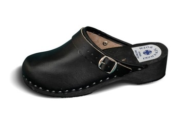 DREWNIAKI OBUWIE MEDYCZNE SKÓRA czarne trepy r38