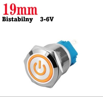 Przycisk przełącznik metalowy 19mm LED 6V 5V bi