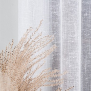 Штора по метражу, белая, 300 см, эколен, структура льна