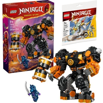 LEGO Ninjago Mech żywiołu ziemi Cole’a 71806 + Lodowy smok 30649