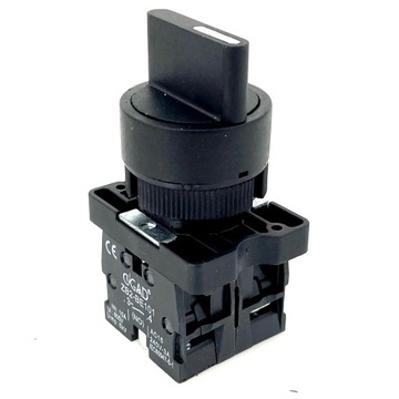 Przełącznik piórowy 1-0-1 chwilowy ED53 2xNO pod otwór 22mm plastikowy