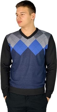 Y2899 Pierre Cardin V-Neck Argyle Knitted Jumper SWETER MĘSKI L