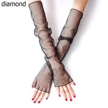 New Ultra-Thin Elasticity Tulle Mesh Gloves Elegant Women Sexy Black