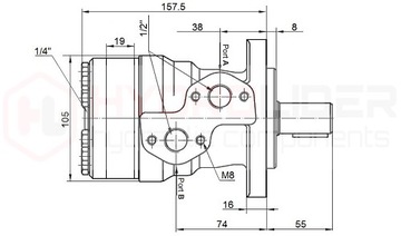 NAJMOCNIEJSZY SILNIK HYDRAULICZNY BMRY 100 600obr 14,8kW 220Nm WAŁEK 25