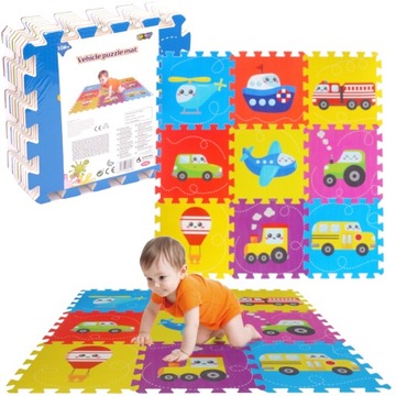 MATA PIANKOWA EVA 86x86 PUZZLE DYWAN POJAZDY 9el