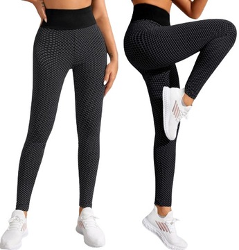 LEGGINSY push up lampasy Marszczenie SPORTOWE