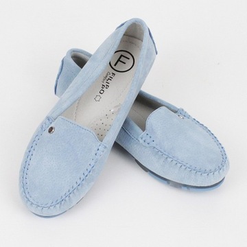 FILIPPO DP2037 ГОЛУБЫЕ КОЖАНЫЕ МОКАСИНЫ, 39 год.