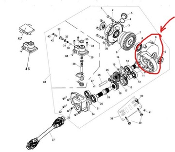 КОРПУС ПЕРЕДНЕГО ДИФФЕРЕНЦИАЛА ПРАВЫЙ Quad Linhai Hytrack 300/310S
