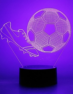 LAMPKA NOCNA PIŁKA NOŻNA 3D LED KOLORY RGB + PILOT