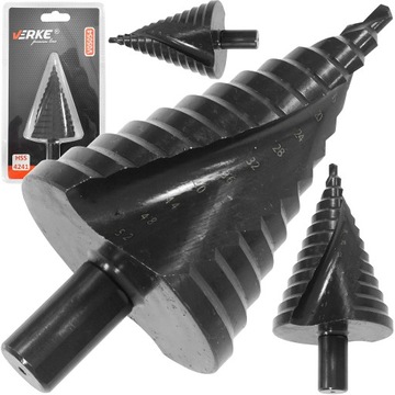WIERTŁO STOŻKOWE STOPNIOWE SPIRALNE CHOINKOWE METALU ROZWIERTAK HSS 4-52 MM