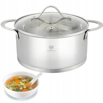 GARNEK STAL NIERDZEWNA 6,1L SZKLANA POKRYWA 24CM