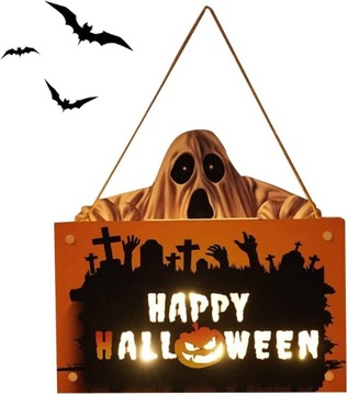 DEKORACJA WISZĄCA DUCH LED NA DRZWI HALLOWEEN