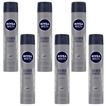 NIVEA MEN SILVER PROTECT Antyperspirant męski w sprayu 200ml x 6 szt.