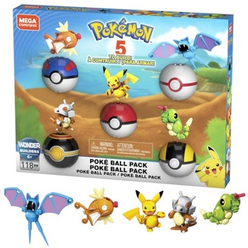 MEGA CONSTRUX POKEMON KLOCKI POKE BALL 5 PACK ZESTAW TRENERA 118 ELEMENTÓW