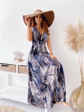 Śl3 Sukienka letnia styl boho,wzór tropikalny XL