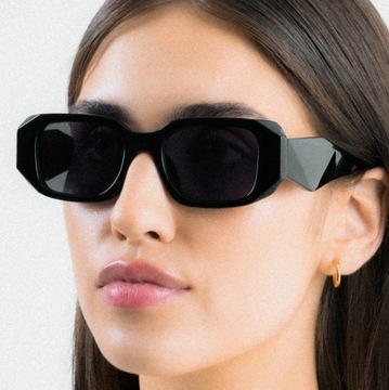 Okulary Przeciwsłoneczne Damskie Kobiece Prostokątne Geometryczne UV400
