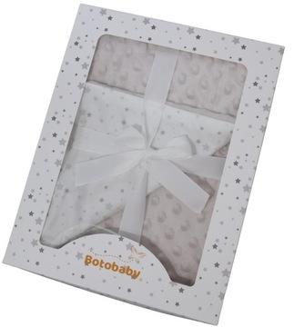 BotoBaby Koc Minky siwy + pudełko - PREZENT NARODZINY BABY SHOWER