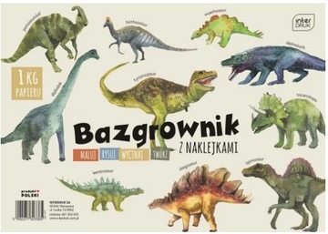 BAZGROWNIK A4 Z NAKLEJKAMI DINOZAURY 1KG