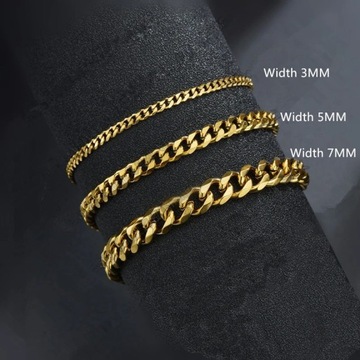 2022 New Trendy Cuban Chain Men Bracelet Classic Stainless Steel 3/5/7mm