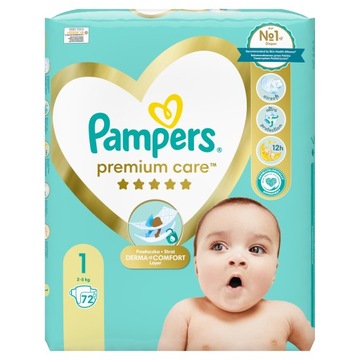 Подгузники Pampers Premium Care 1 72 шт 2-5 кг.