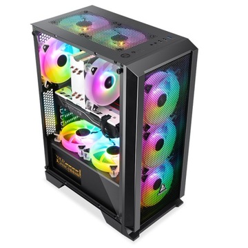 КОРПУС ATX USB 3.0 ПОЛНОСТЬЮ СЕТЧАТЫЙ СТЕКЛЯННЫЙ ПОДВАЛ + 1 ВЕНТИЛЯТОР RGB