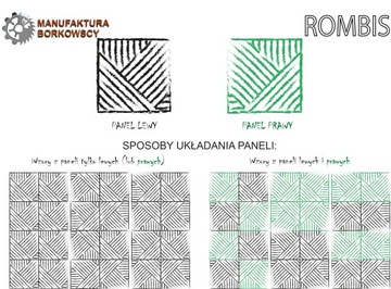 Rombis- panel ścienny drewniany 3D -Prawy