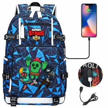 DUŻY USB PLECAK Brawl Stars WODOODPORNY NOWE WZORY HIGH-CAPACITY