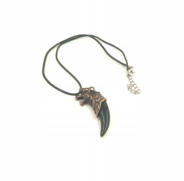 Колье с подвеской Fang Tooth в виде головы волка, черный