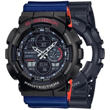 ZESTAW G-SHOCK GA-140-1A1ER CZARNY NIEBIESKI,POMARAŃCZOWY