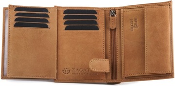Мужской кожаный вертикальный кошелек коричневый премиум с расширенным RFID ZAGATTO