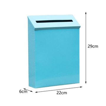 Настенный почтовый ящик Декоративный почтовый ящик Непромокаемый металлический почтовый ящик Верх синий