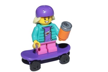 N4*LEGO FIGUR DZIEWCZYNA SKATERKA DESKOROLKA NAPÓJ